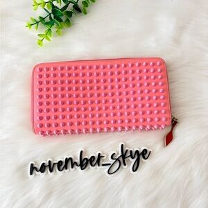 Christian Louboutin Panettone Bubble Gum Pink Studded Zippy Wallet